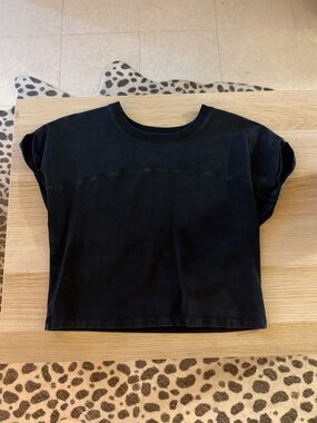 aerie Black Short Sleeve Crewneck Tee